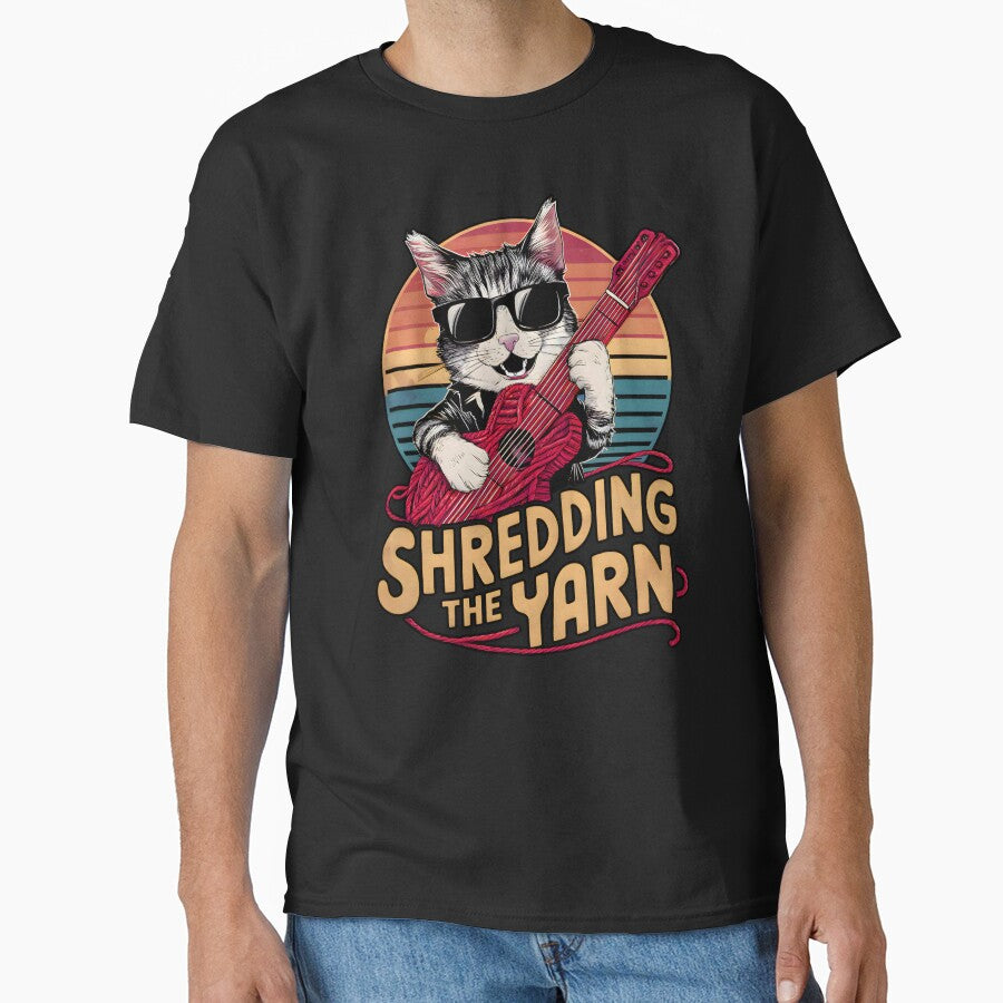 Shredding The Yarn Cat Guitar And Yarn Pun by ILOVEART247