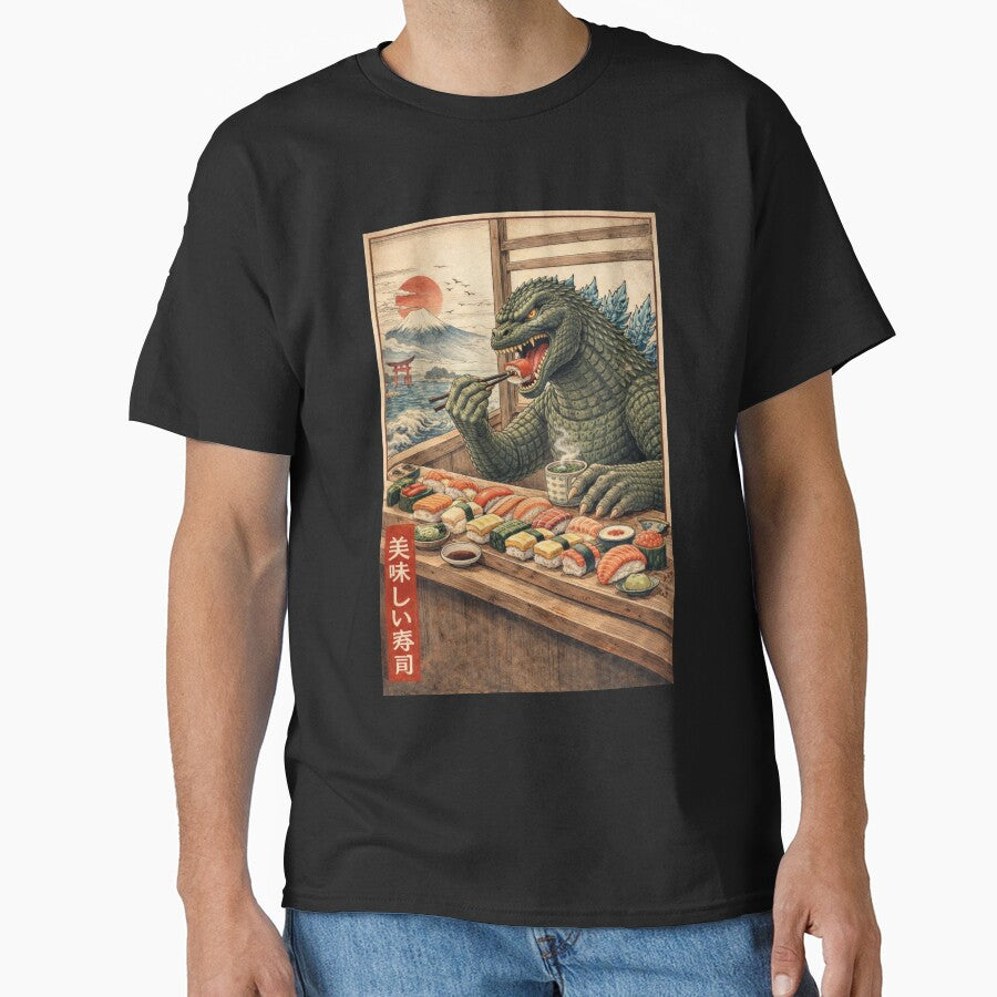 Godzilla Sushi – Japanese Woodblock Kaiju Art by Forged in the Warp