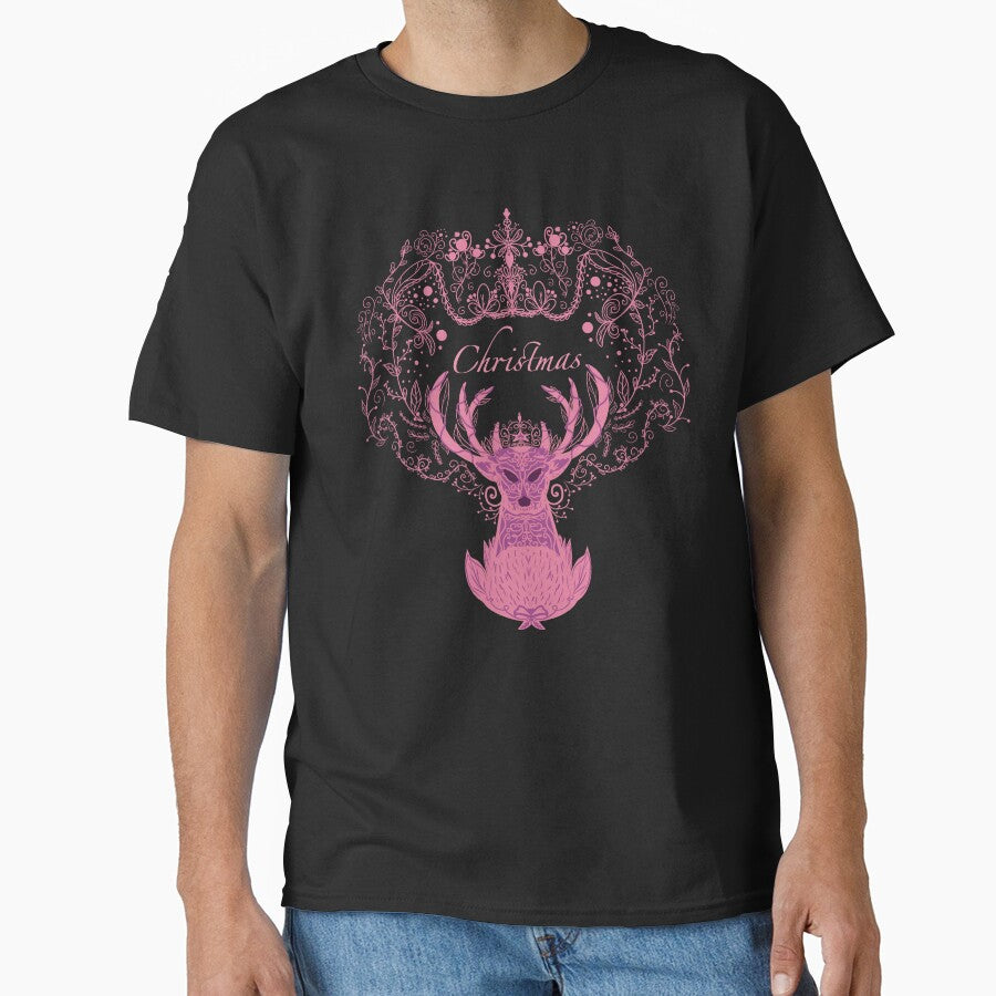 Pink Christmas deer by Xatutik.art