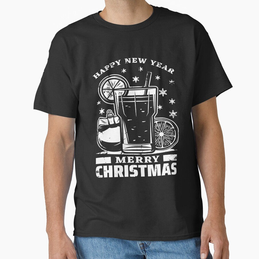 Christmas holiday with inscriptions cocktail lemon essential t-shirt by ougraz24