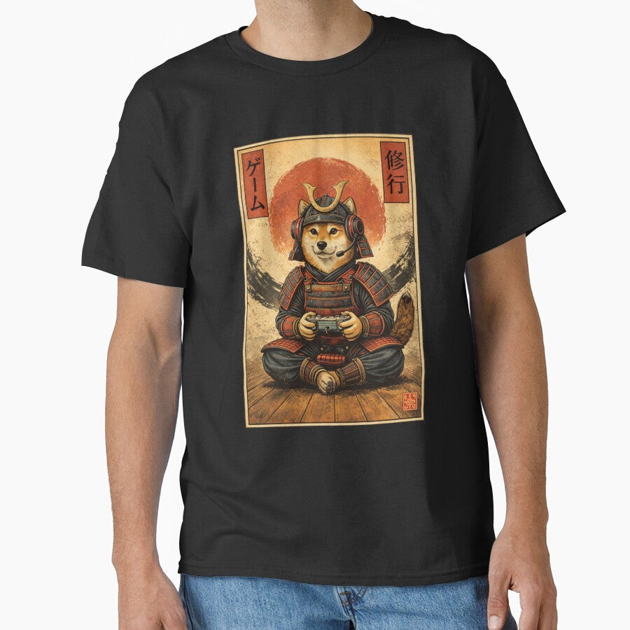 Samurai Shiba Gamer – Bushido Gaming Discipline Japanese Art Design by VireonTees