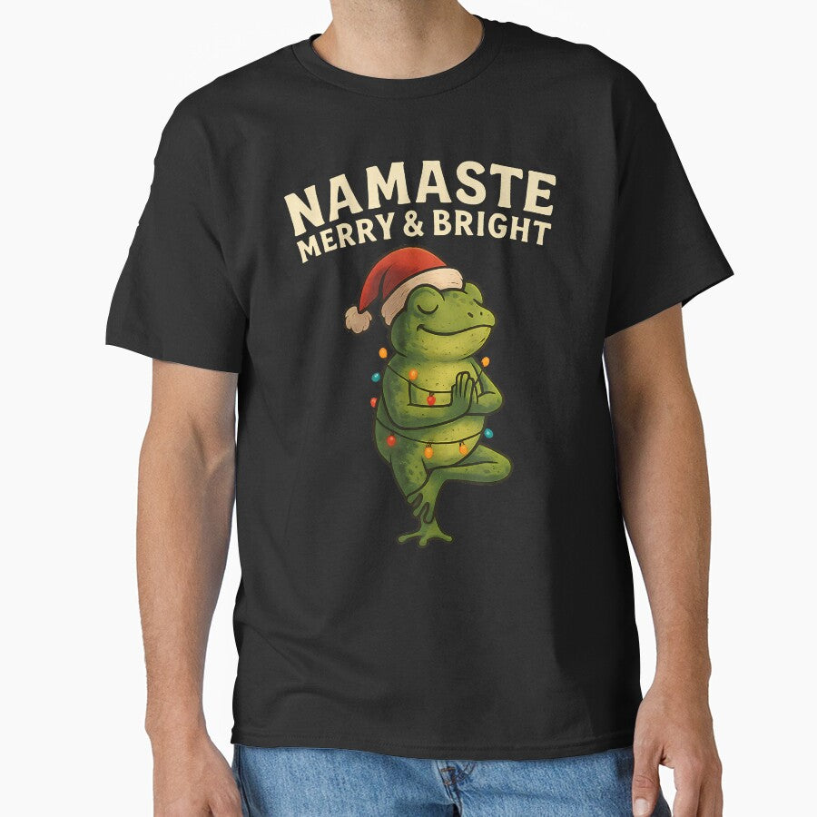 Funny Yoga Frog Christmas Lights Namaste Holiday Vibes by ConnieDora