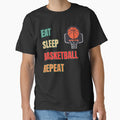 Eat Sleep Basketball Repeat – Daily Court Routine Minimalist Sports Tee by KapiPrint