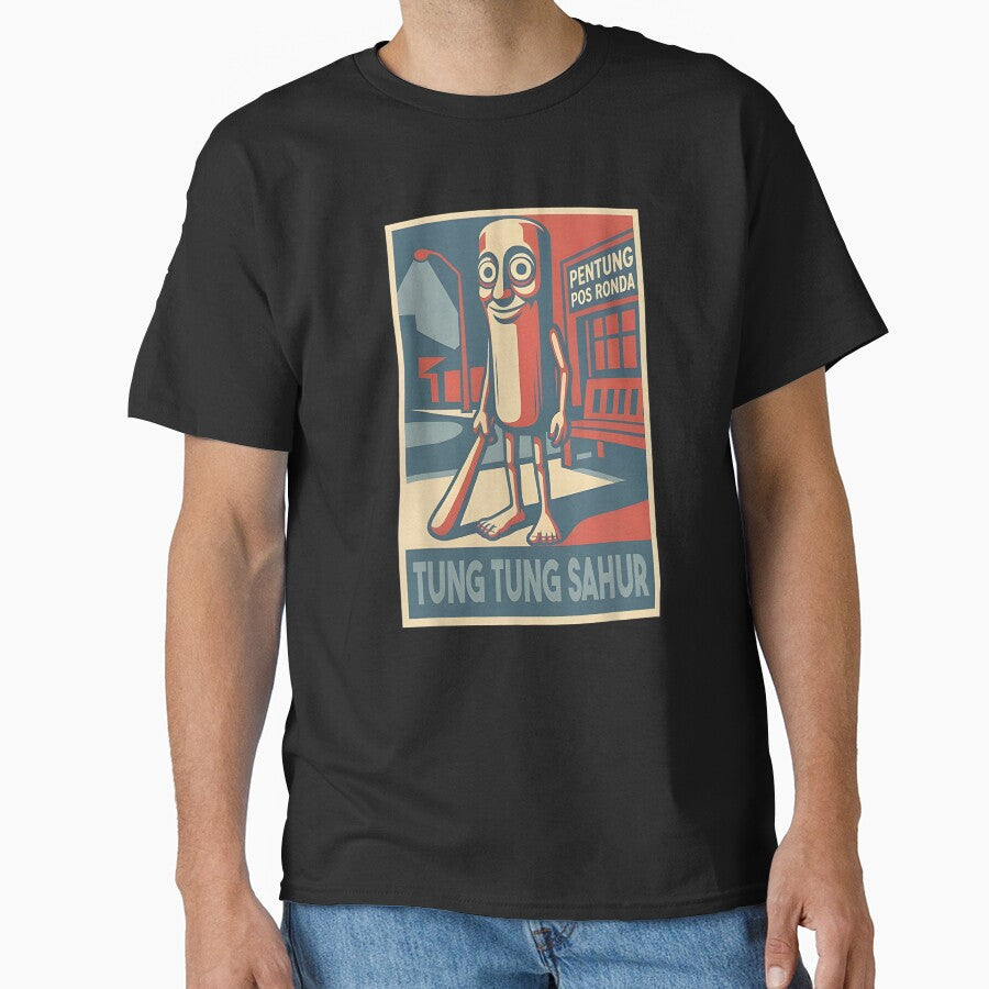 Vintage Funny Shirt Meme Brainrot Tung Tung Tung Sahur by sarzerdesigns
