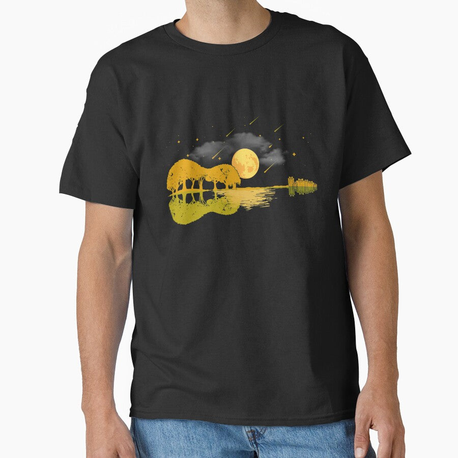Guitar Nature Lake Skyscraper Shadow by mynotn