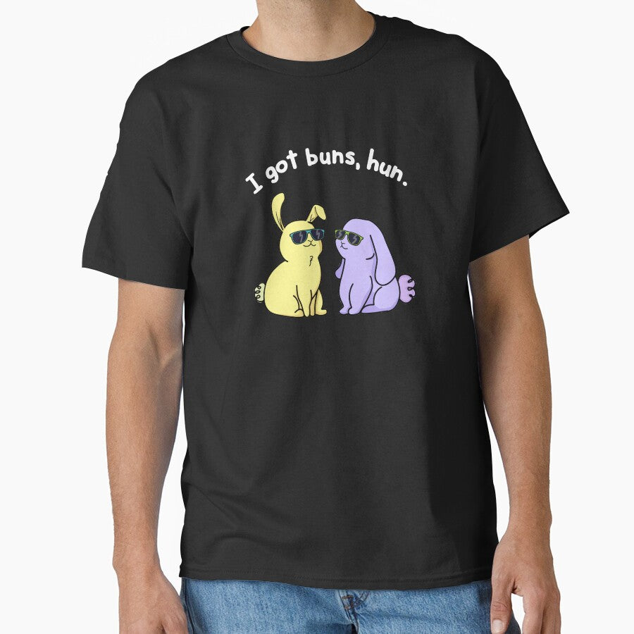 I Got Buns Hun Funny Bunny Rabbit Pun (Dark BG) by punnybone