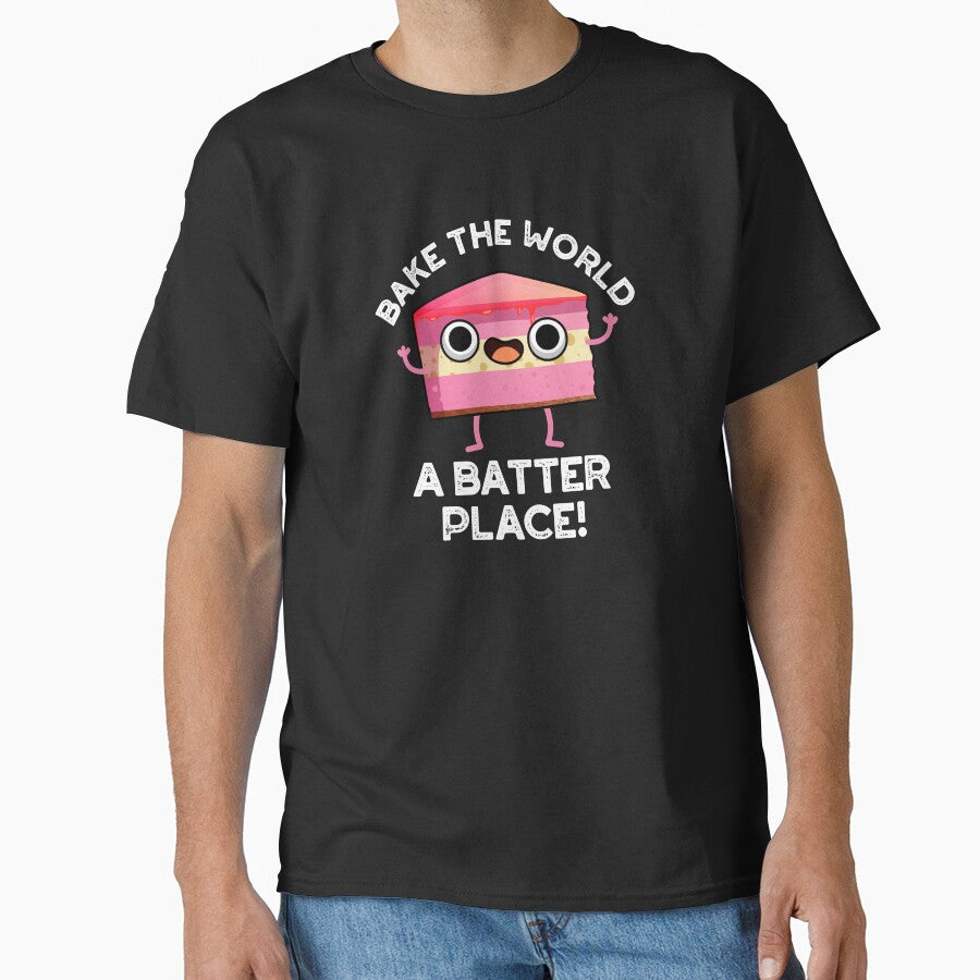 Bake The World A Better Place Funny Baking Pun (Dark BG) by punnybone