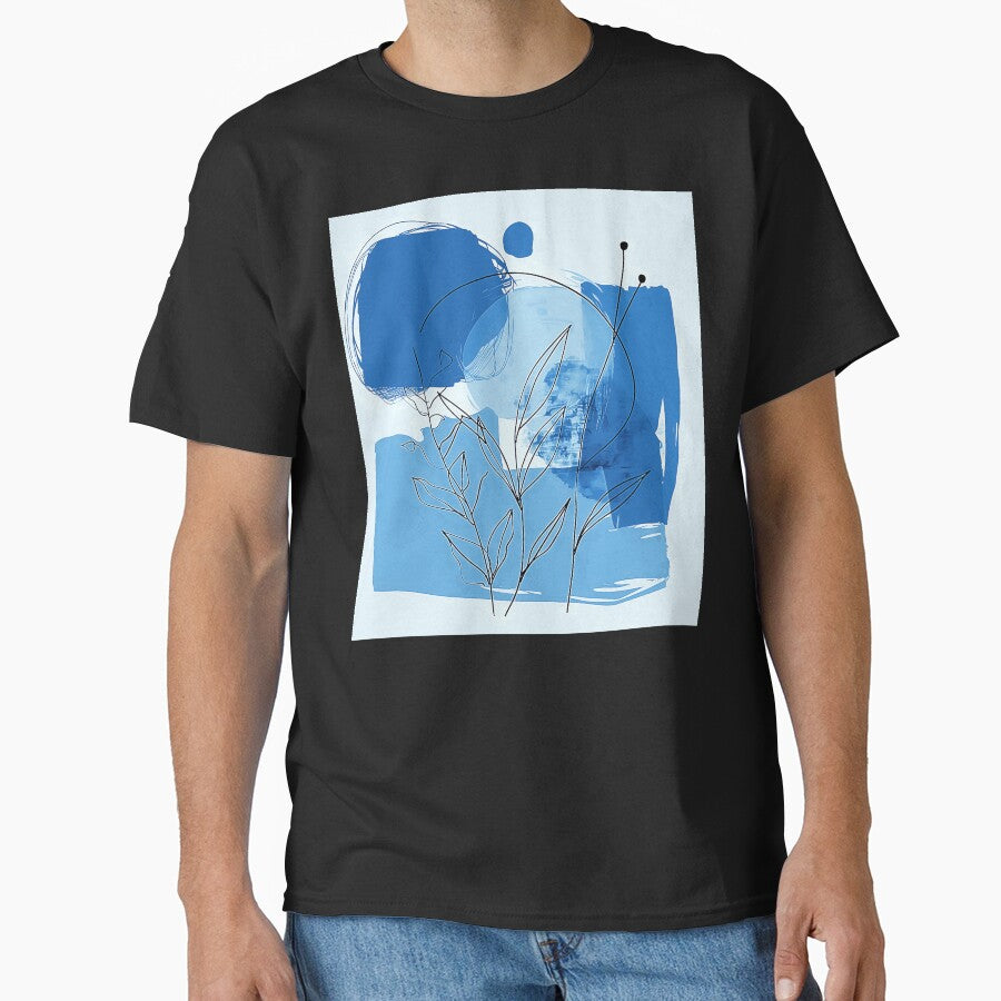 Boho-Style Cool Calming Blue Colors Abstract Art by DEC02