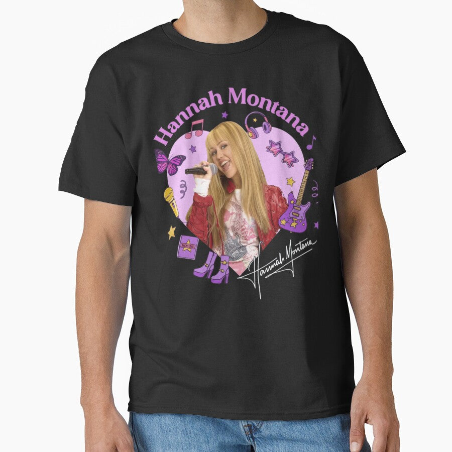 Hannah Montana Singer Portrait Y2K Pop Star Fan Art Classic T-Shirt by LightMorningSS