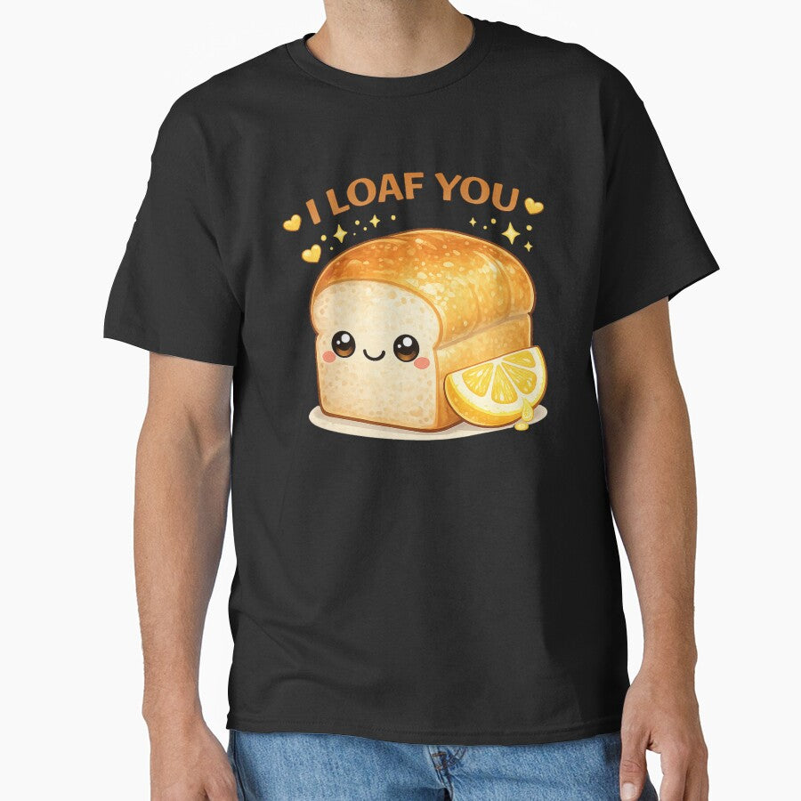 I Loaf You Cute Bread Pun Shirt by Papier Atelier Art