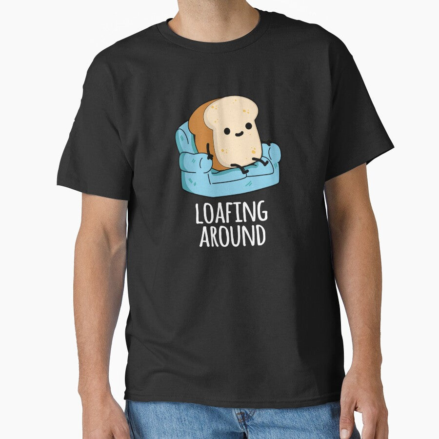 Loafing Around Funny Bread Pun  (Dark BG) by punnybone