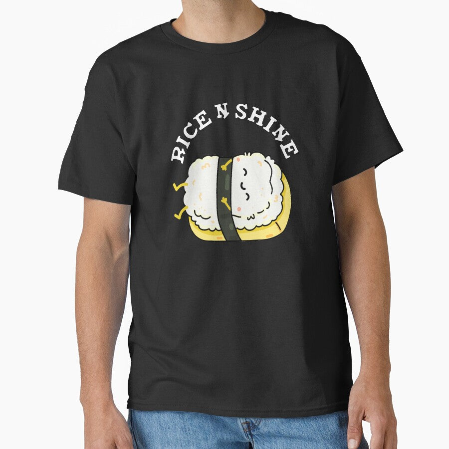 Rise And Shine Funny Sushi Pun (Dark BG) by punnybone