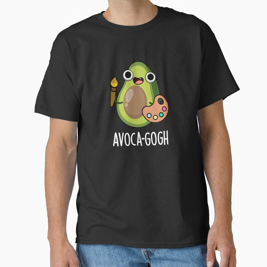Avoca-gogh Funny Avocado Artist Pun (Dark BG) by punnybone