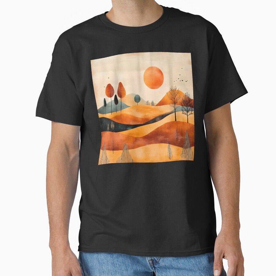 Boho Abstract Art Mountain Landscape Sunrise Modern Art by DEC02