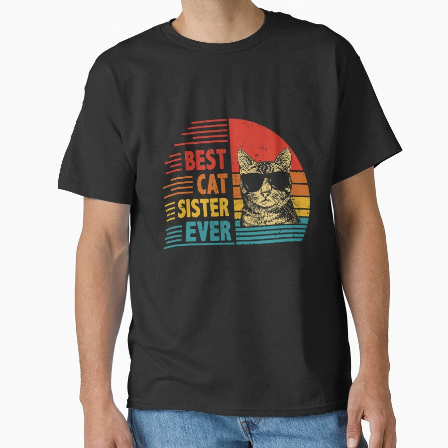 Vintage Retro Best Cat Sister Ever Funny Cat Lover Mother's Day Gift by EdwinaEmmanoiCo