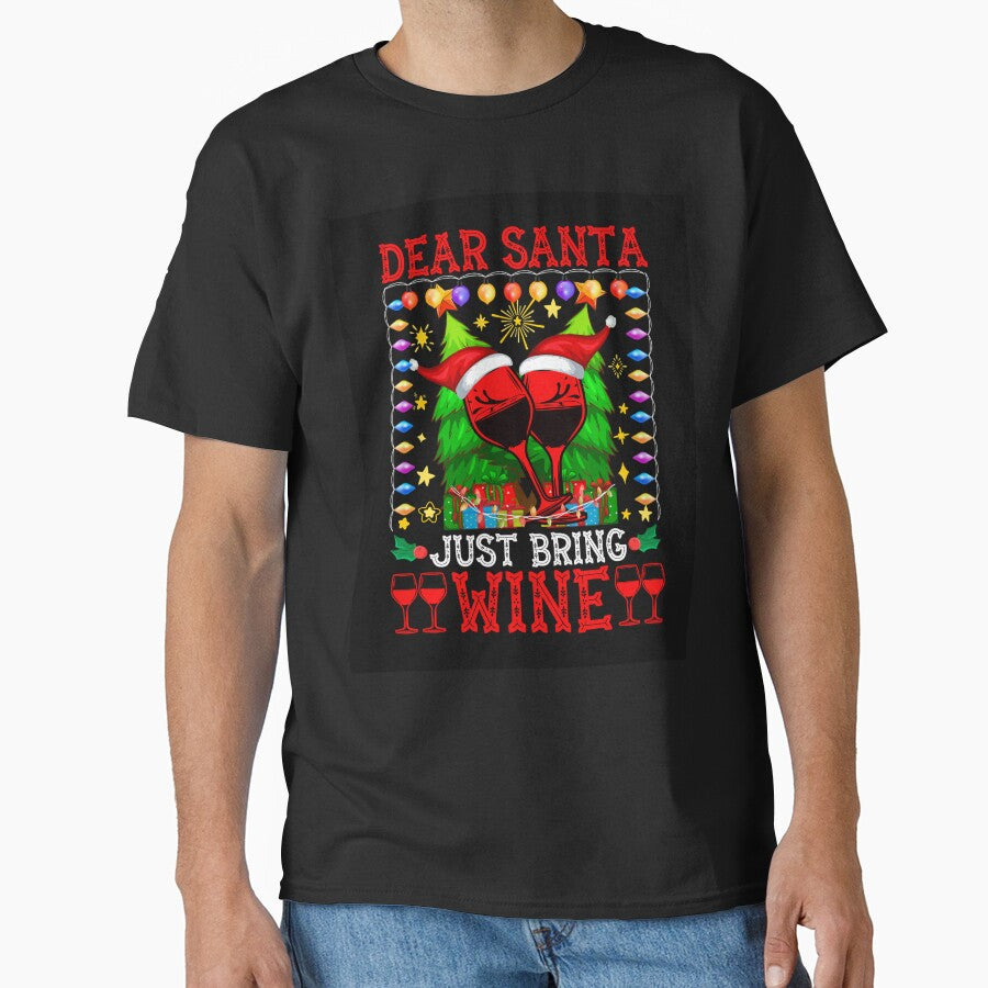 DEAR SANTA JUST BRING WINE NOVELTY CHRISTMAS FOR HER by AllThatIsWelsh