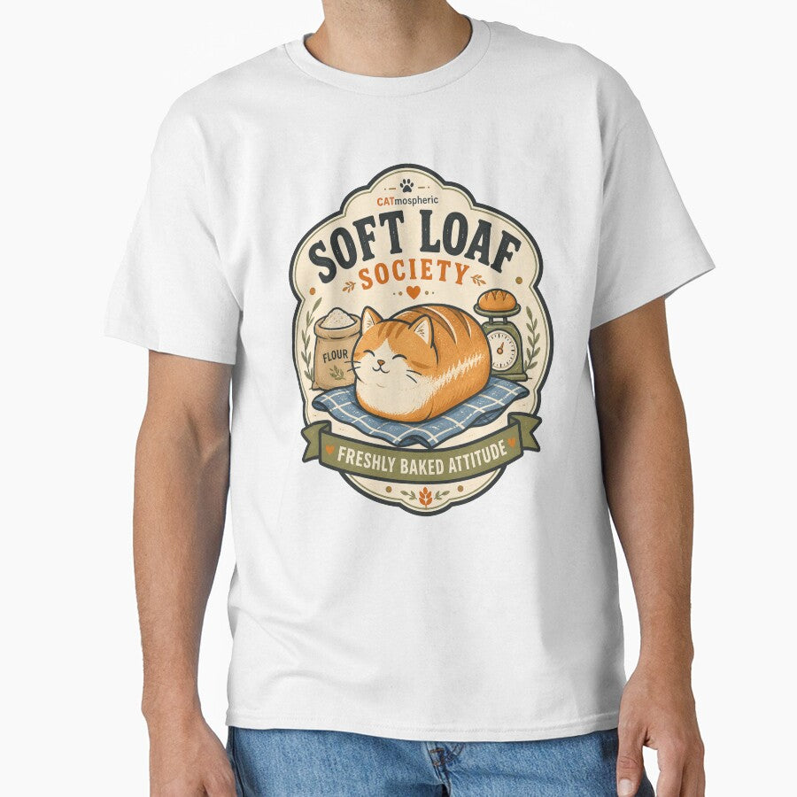 Soft Loaf Society Freshly Baked Attitude Funny Cat T-Shirt by MAF_Merch