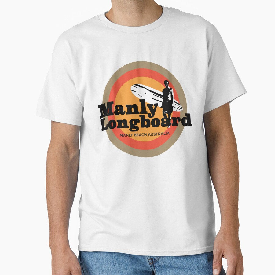 Manly Longboard retro surf by OffbeetShirts