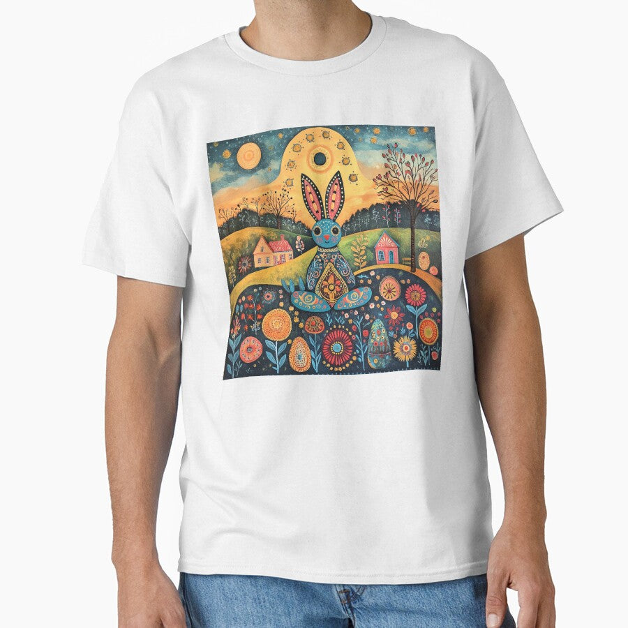 Meditating Folk Art Easter Bunny by TheBohemianLark