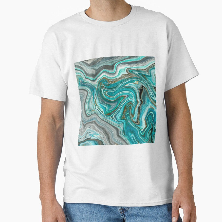 Agate Abstract Teal, Gray, White, Brown Swirl Pattern by silviaol