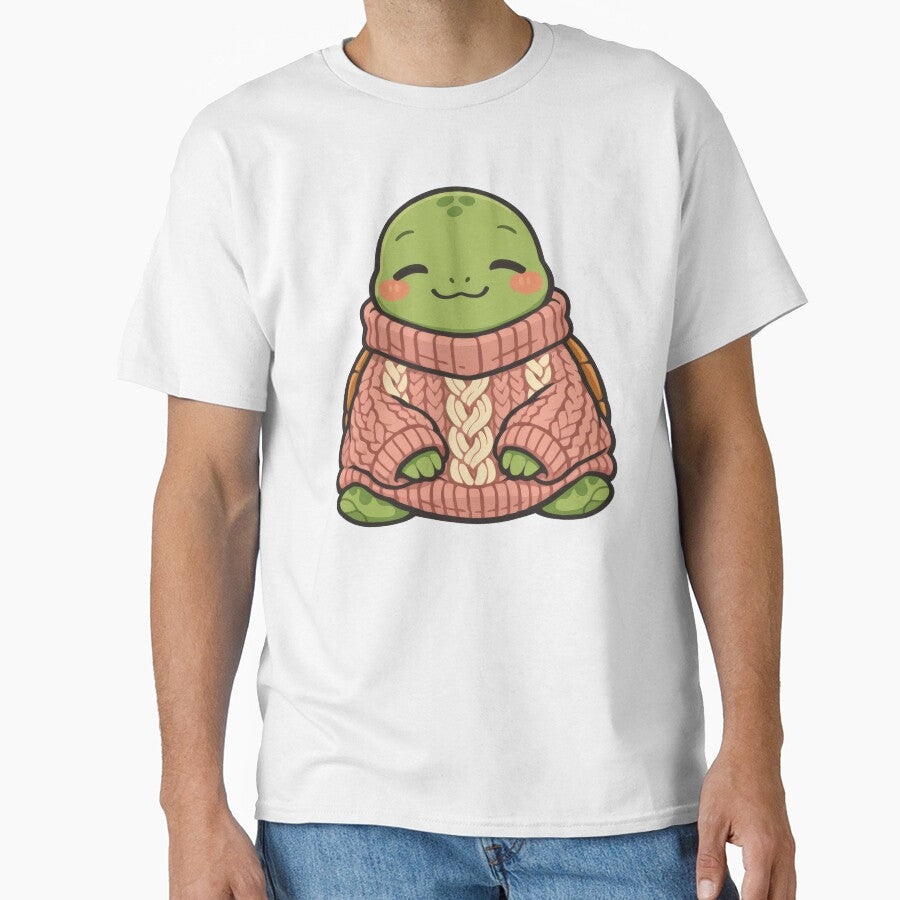 Cozy Sea Turtle in Oversized Knit Sweater Cute Comfort Aesthetic by zoughlal