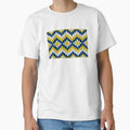 Native ethnic zigzag knitted pattern in blue and yellow tones. by Nengsang