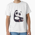 Soft Panda Gazing Up Textured Art | Kawaii Panda Aesthetic Gift for Her | Cute Panda Hoodie Tee by SOLIORA  ATELIER