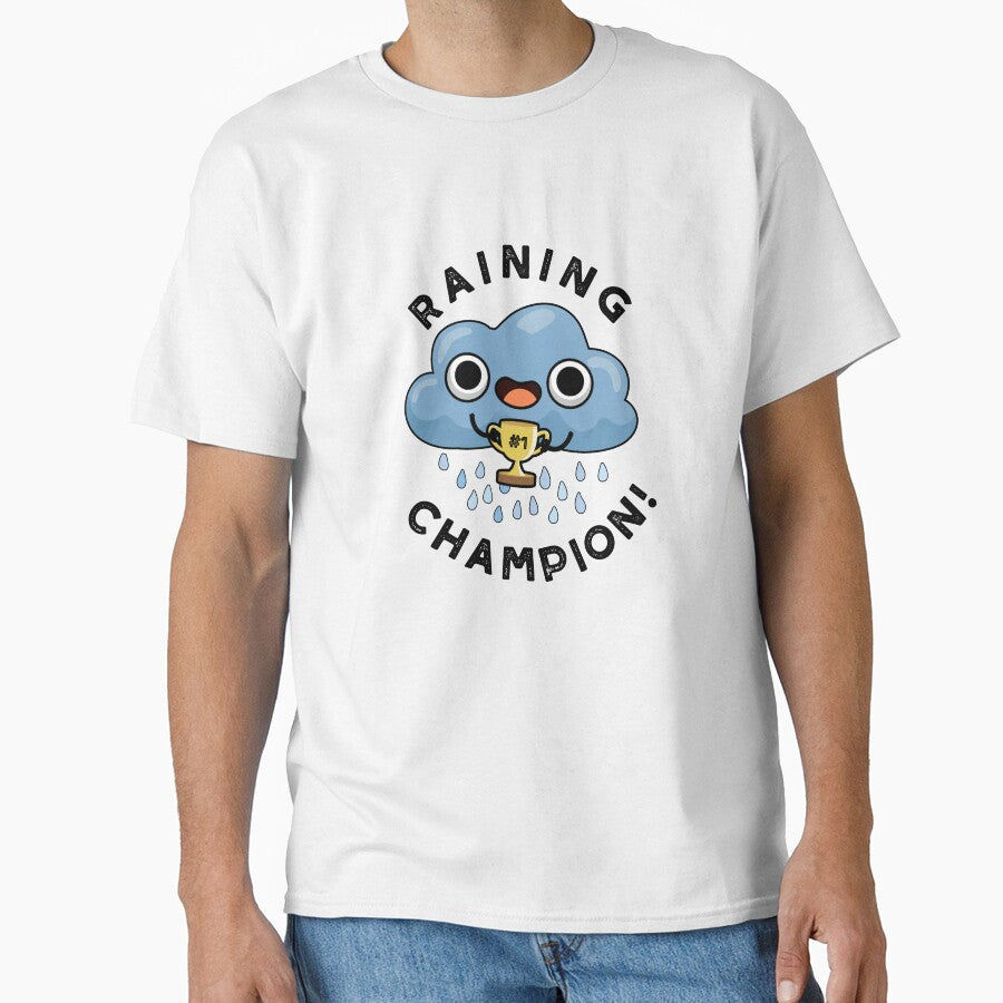Raining Champ cute Weather Rain Cloud Pun by punnybone