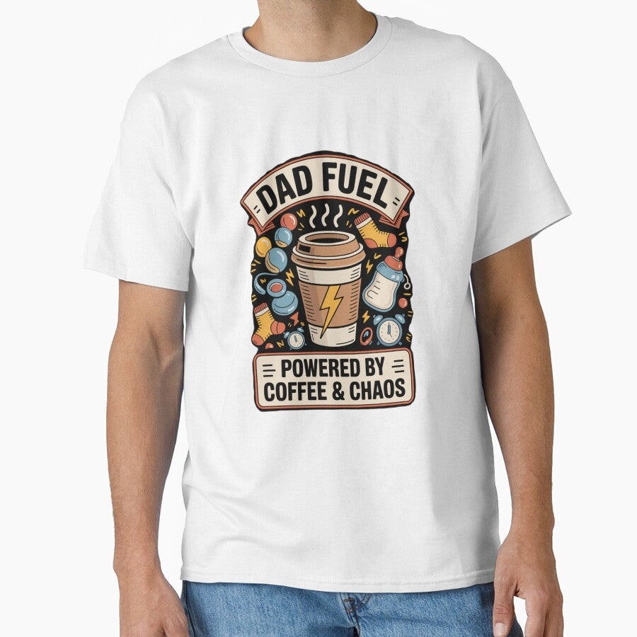 Dad Fuel Coffee Chaos Funny Quote Art by ibobo4656