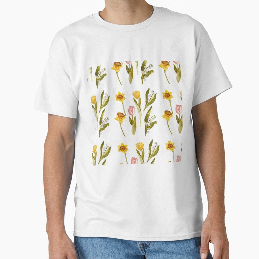Daffodil tulip snowdrop Easter a seamless pattern by Yana Mustafina | Boho Soulful Designs