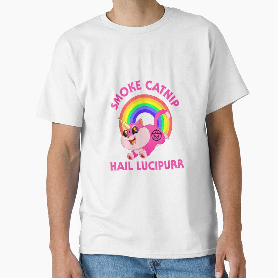 Smoke Catnip Hail Lucipurr, Funny Satan Cat Unicorn Meme by KimHolleyn