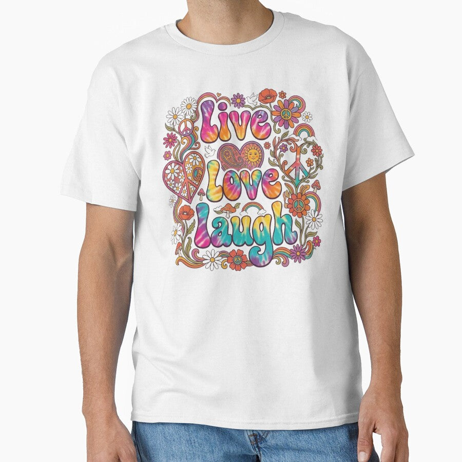 Groovy Live Love Laugh Retro Tie-Dye | Hippie Peace & Love by MerchlyMike