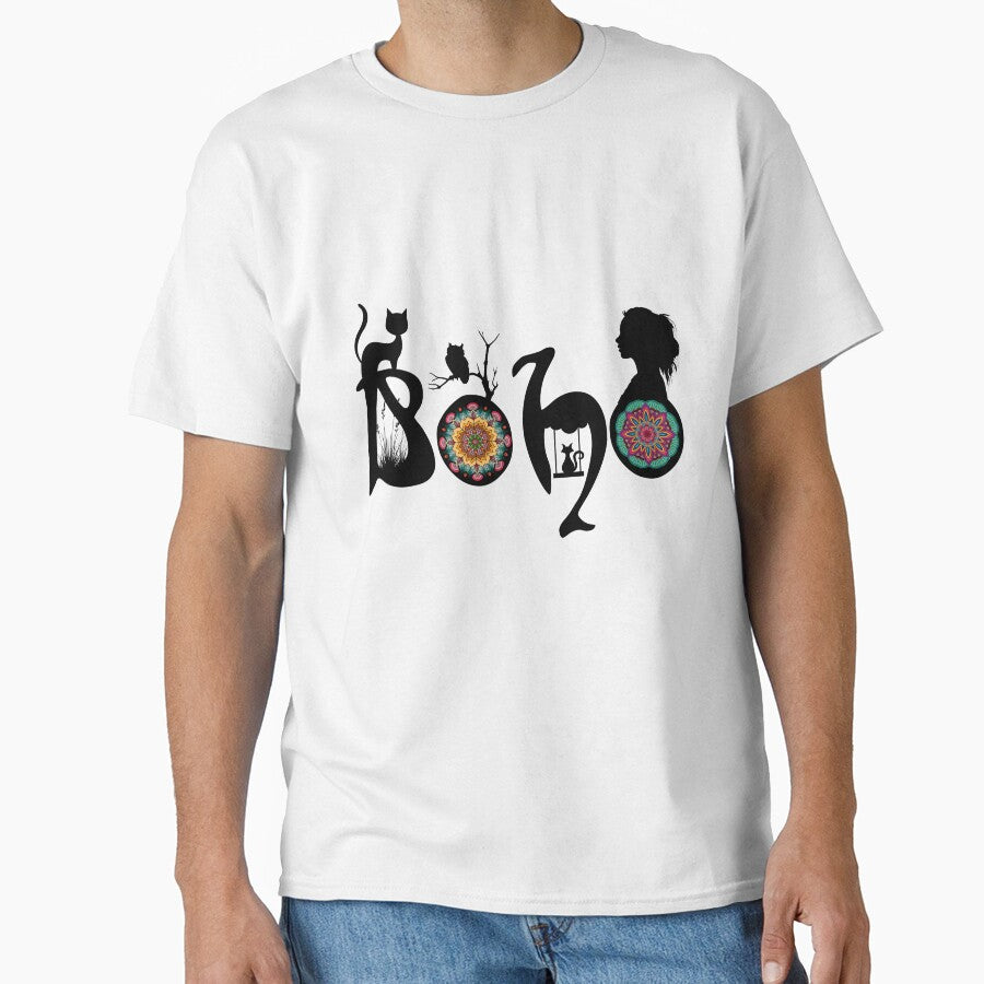 Boho Ornamental Typography T-Shirt - BOHO by GorinART