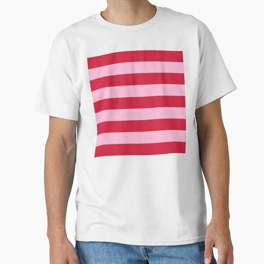 Medium RED and  COTTON CANDY PINK Horizontal STRIPES by RachelMacht