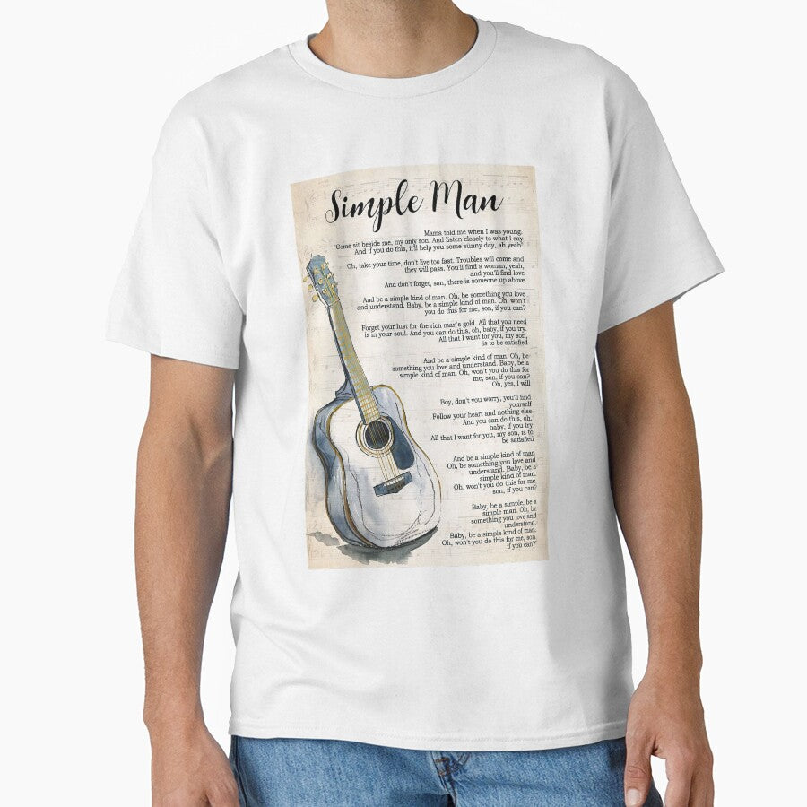 Simple Man Lyrics Poster Gift - Simple Man Lyrics With Guitar by MagicatcoArt