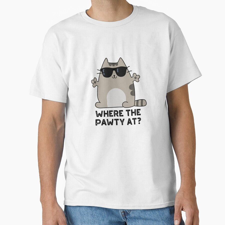 Where The Paw-ty At Funny Party Cat Pun by punnybone