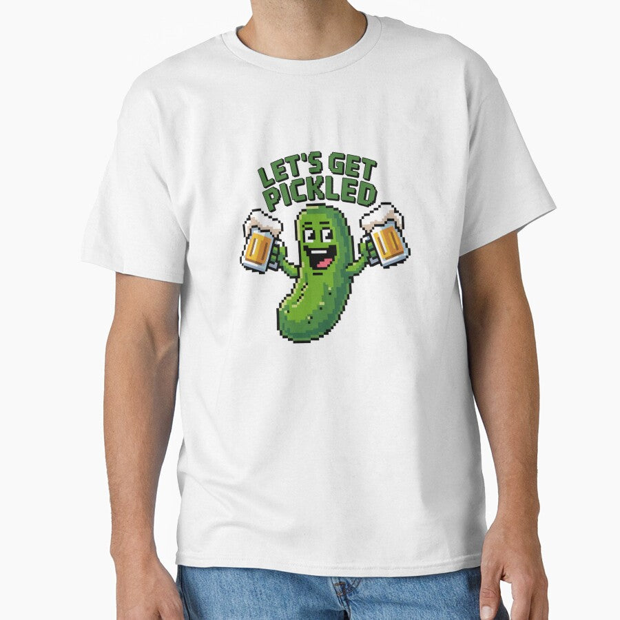 Pixel Art Pickle Hoisting Frothy Beer Mugs by Bloomkept
