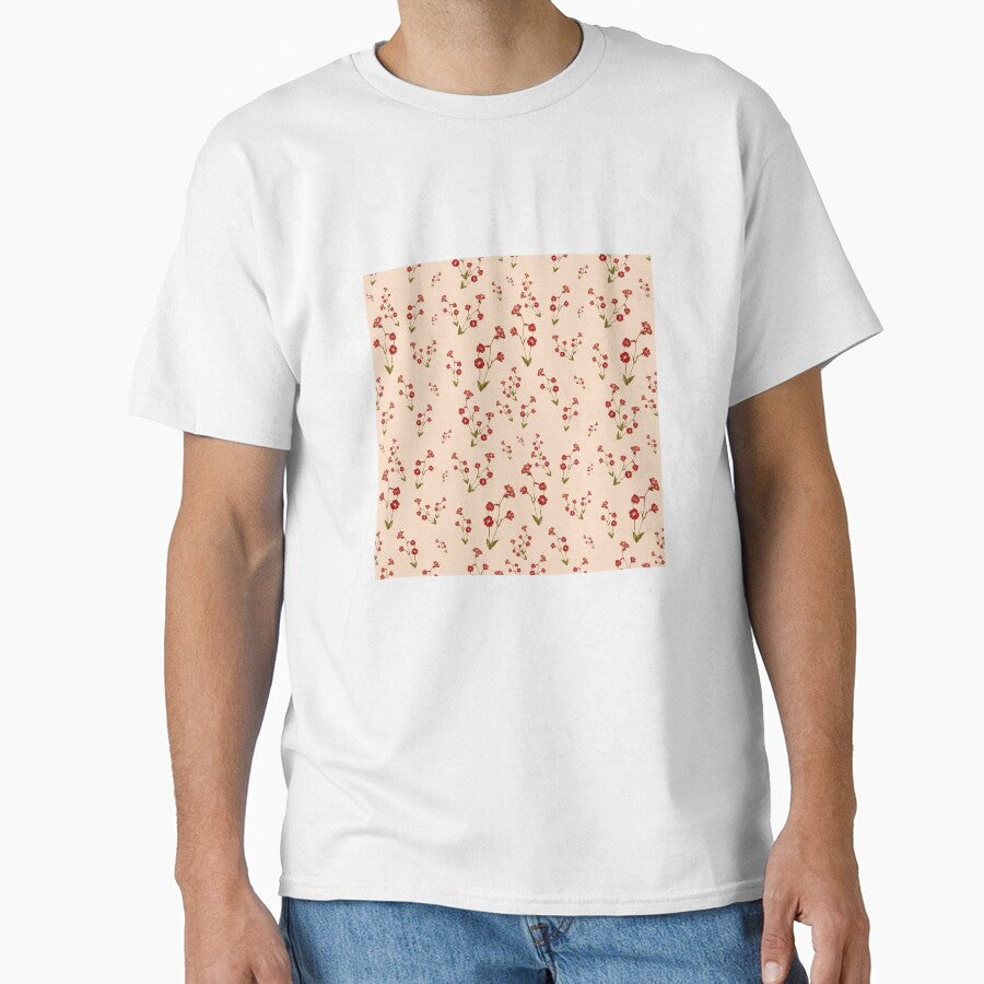 Flower red pattern a cute watercolor illustration pink by Yana Mustafina | Boho Soulful Designs