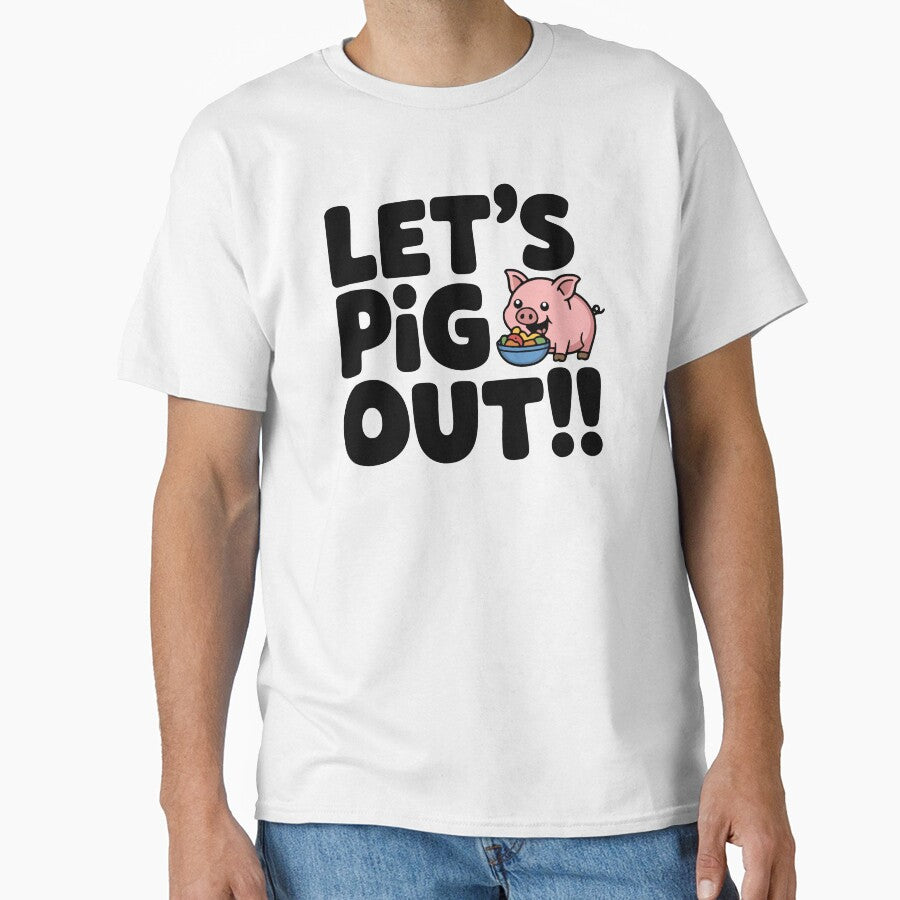 Let's Pig Out! Cute Pig Pun by PMCreative