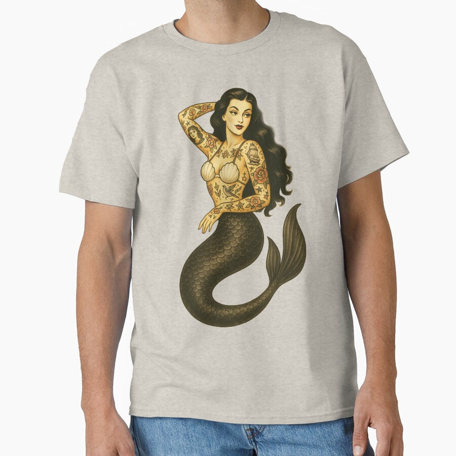 Vintage Retro Mermaid Pinup with Tattoos by Roberto Jaras Lira