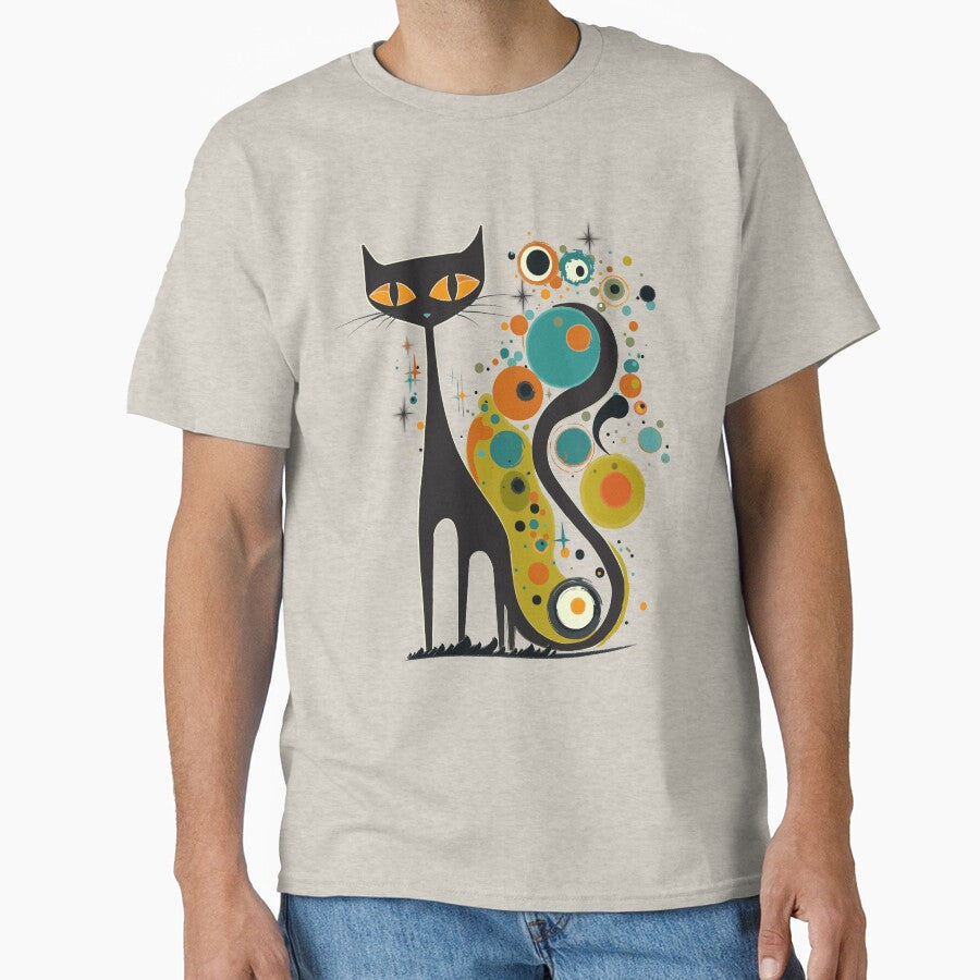 Mid Century Modern Atomic Cat, Retro Black Cat, MCM, Kandinsky Style by BrightStreet