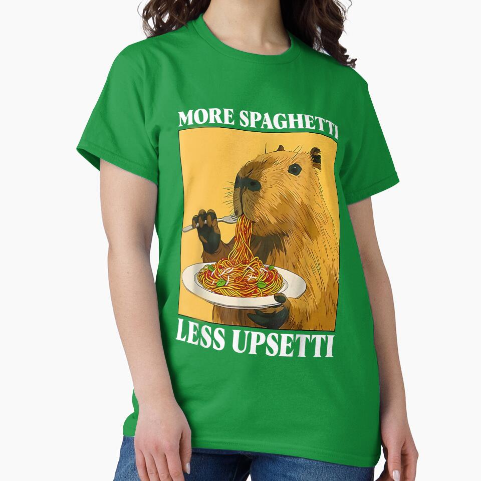 Funny More Spaghetti Less Upsetti Capybara Eating Pasta by SylviaLane12