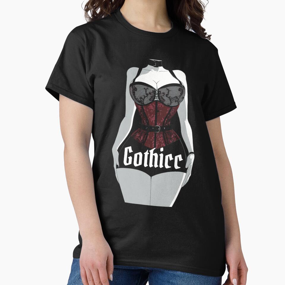 Curvy Gothic Woman Illustration – Alt Babe Art for Goth Girl Vibes by RockFireMerch