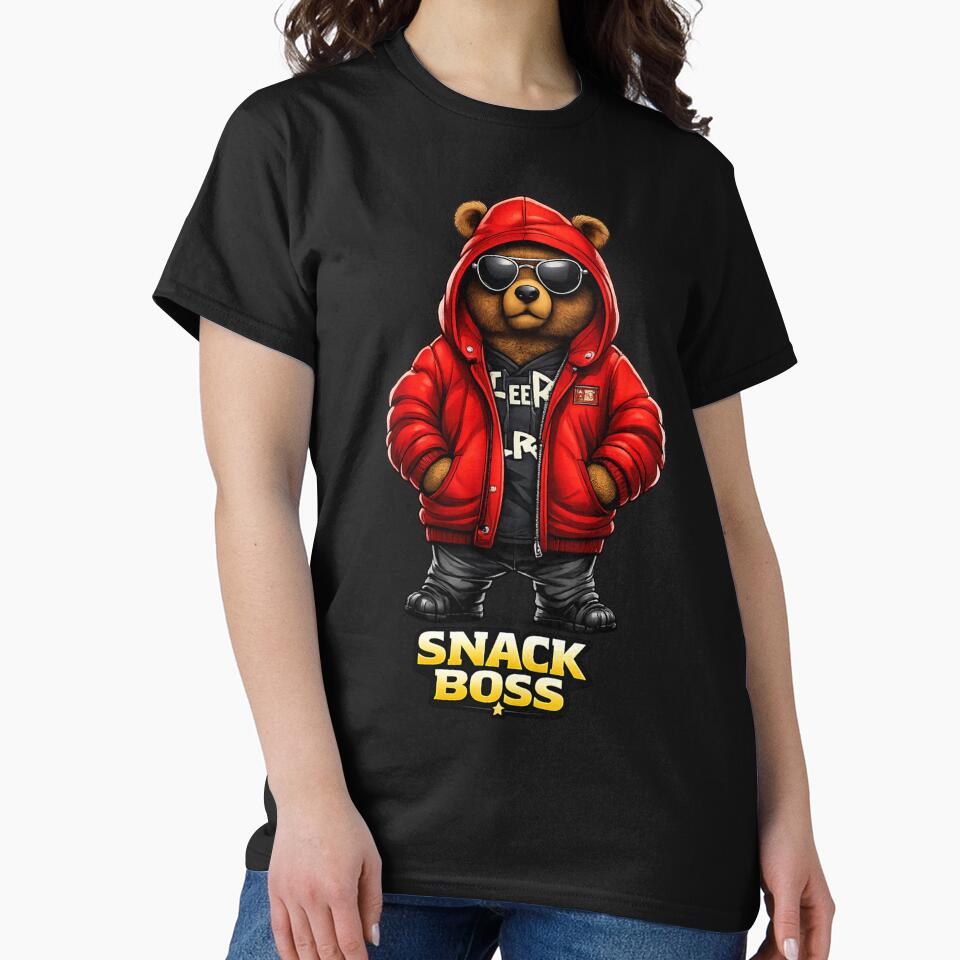 Snack Boss Streetwear Bear Hoodie & T-Shirt Design by Kevin Shearer
