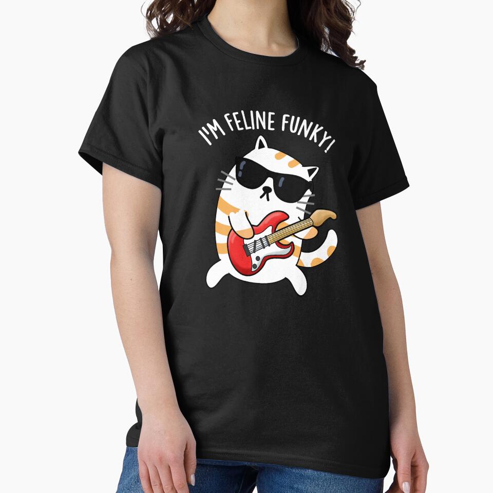 I'm Feline Funky Funny Cat Pun (Dark BG) by punnybone
