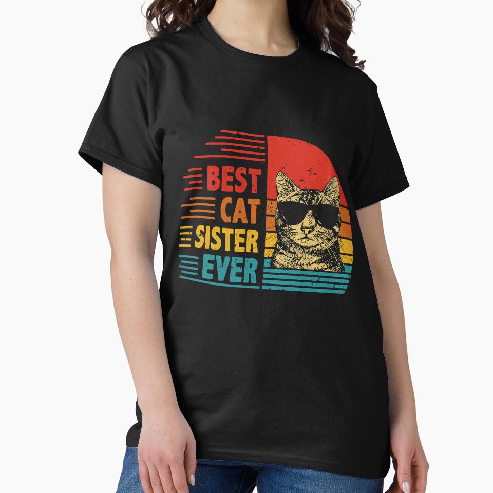 Vintage Retro Best Cat Sister Ever Funny Cat Lover Mother's Day Gift by EdwinaEmmanoiCo