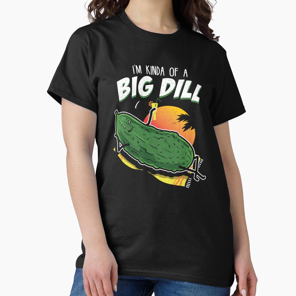 Pickle Fan Pun Design - I'm Kinda Bill Dill Joke Tee print by Lisbob
