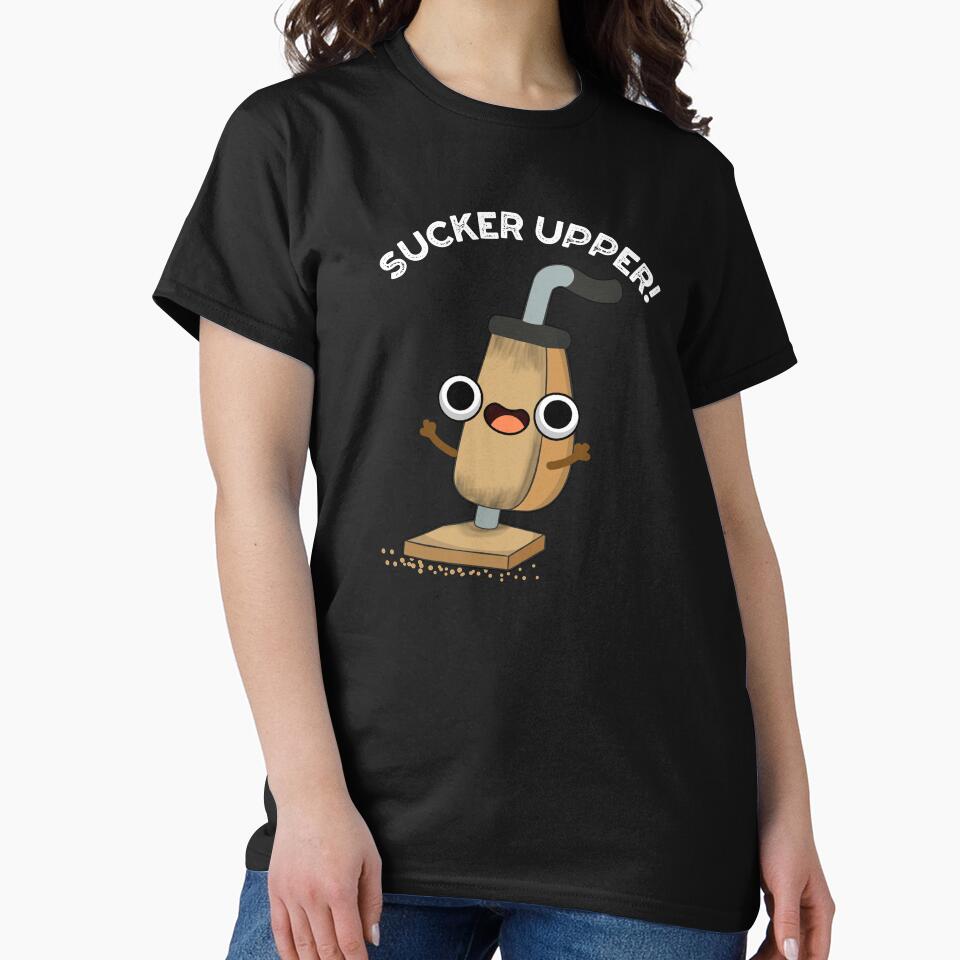 Sucker Upper Funny Vacuum Cleaner Pun  (Dark BG) by punnybone