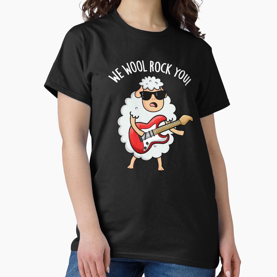 We Wool Rock You Funny Sheep Pun (Dark BG) by punnybone