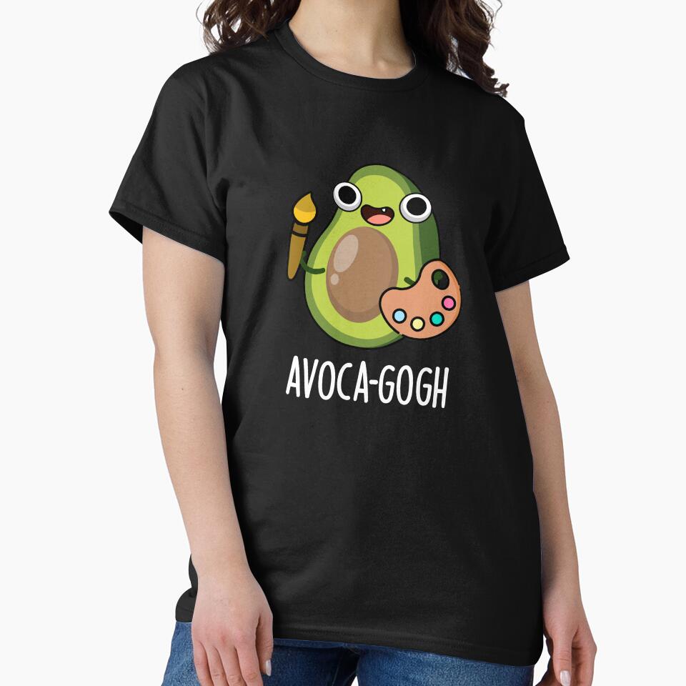 Avoca-gogh Funny Avocado Artist Pun (Dark BG) by punnybone